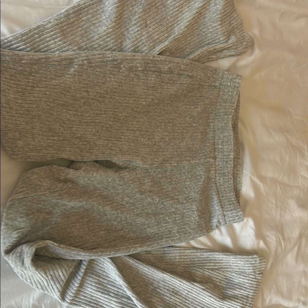 Aerie Light Gray Ribbed Lounge Flare Pants